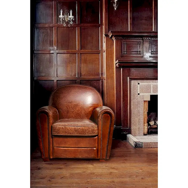 Pasargad Home Paris-clubfauteuil van echt leer, bruin