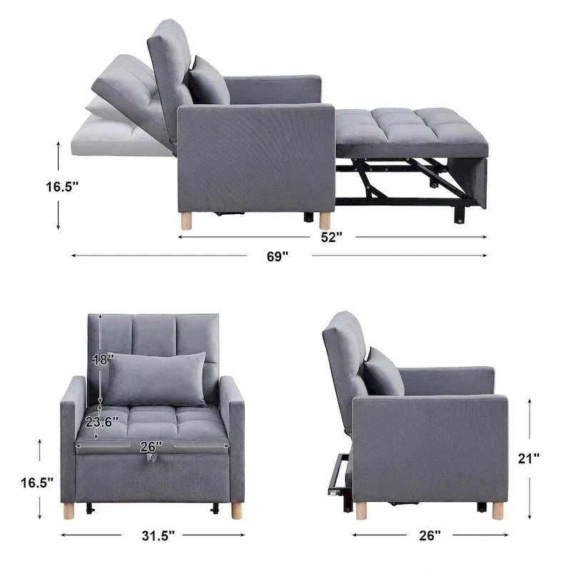Fauteuil-lit convertible Aukfa, fauteuil une place avec oreiller