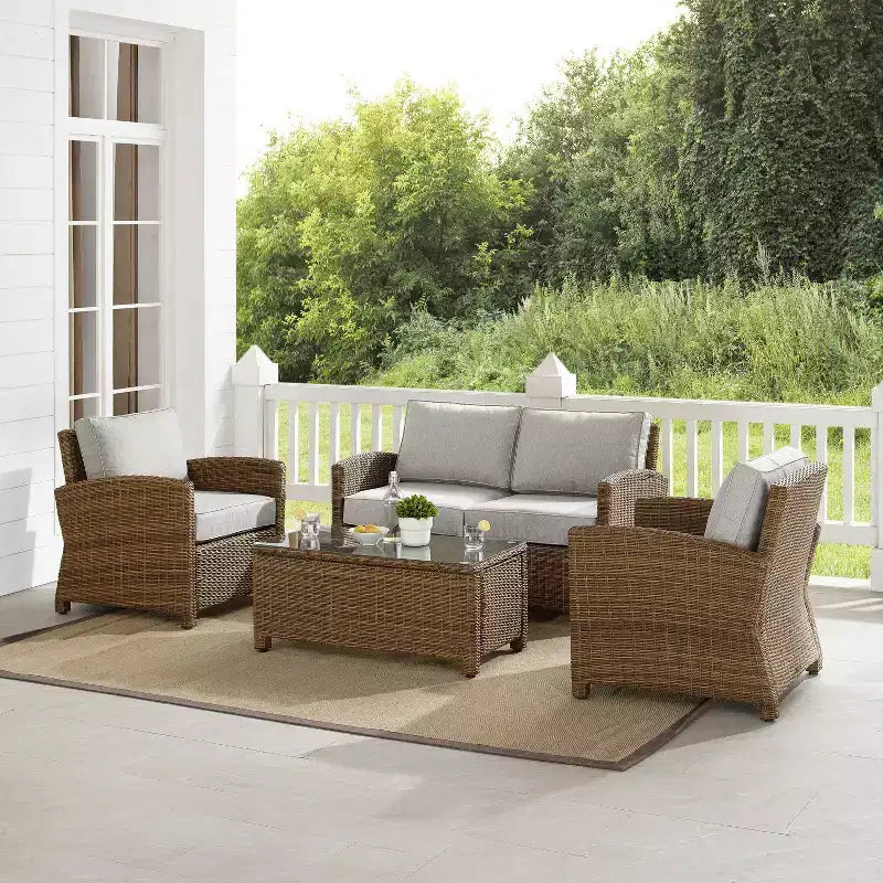 Set da esterno Bradenton in vimini, 4 pezzi - Crosley