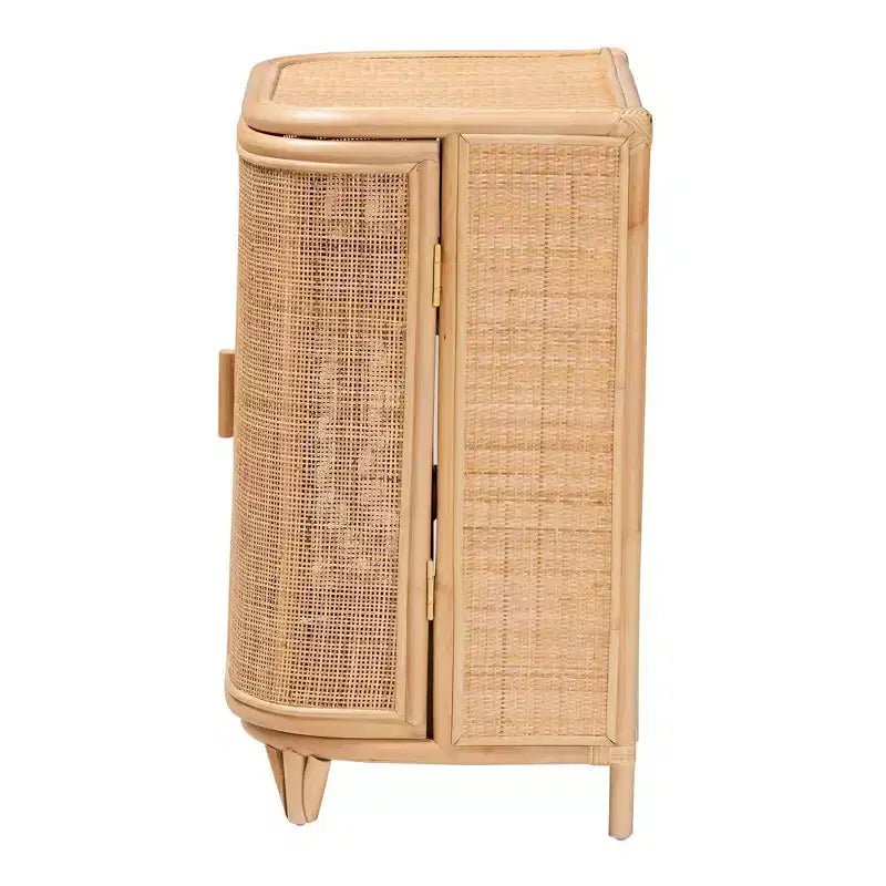 Meuble de rangement en rotin naturel bali & pari Yanka : fait main, 2 étagères, style bohème