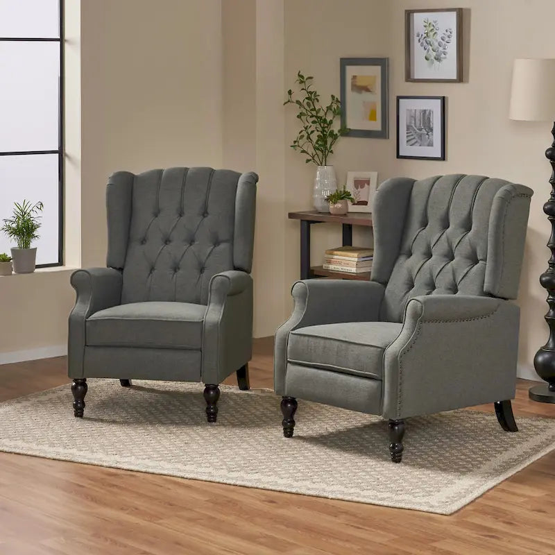 Fauteuils inclinables en tissu capitonné Walter (ensemble de 2) par Christopher Knight Home