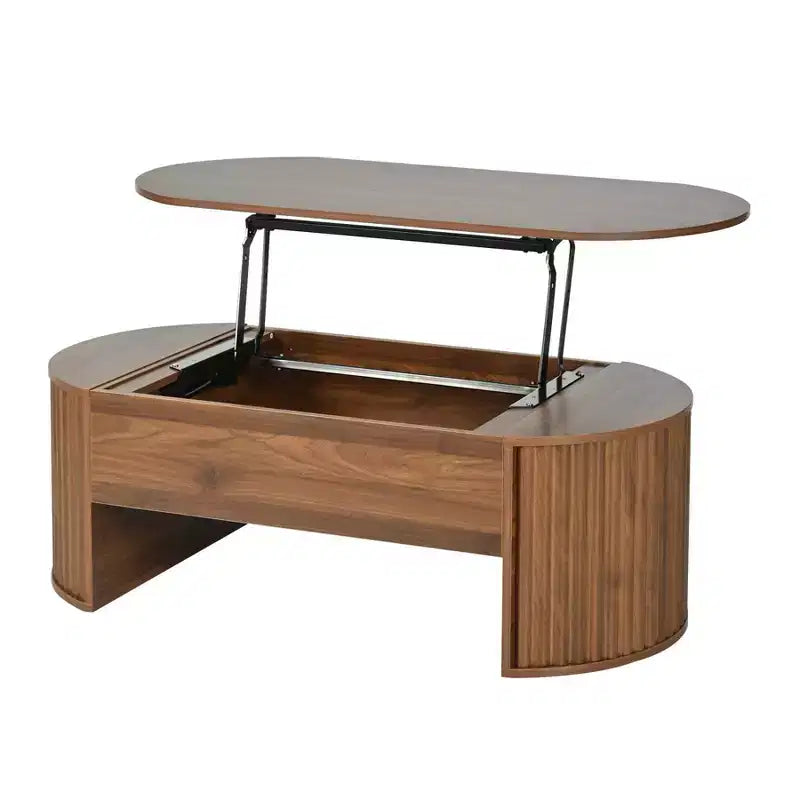 Salontafel van 47.2'' met hefbaar blad, ovale houten middentafel met verborgen opbergruimte, moderne cocktailtafel voor woonkamer, slaapkamer en kantoor