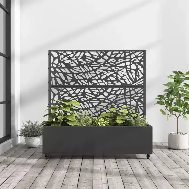Bac à fleurs MAYEERTY avec treillis en fer noir, style 01, 72x47x16in, lot de 3 pièces