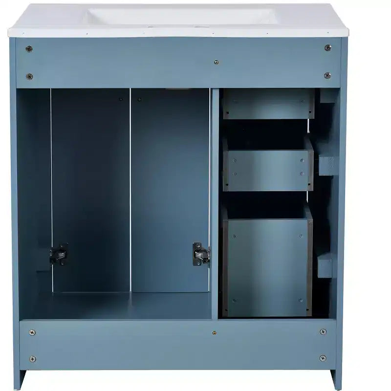 Badkamermeubel van 30 inch met enkele wastafel, kast en 3 laden - zwart / blauw / groen / indigo / wit