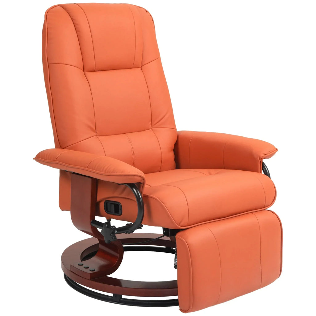 Poltrona reclinabile HomCom in similpelle, regolabile e girevole con base manuale, poggiapiedi comodo e rilassante