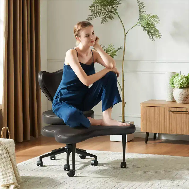 Sedia da ufficio ergonomica Pinmoco a gambe incrociate, sedia da meditazione regolabile in altezza, girevole a 360, con supporto lombare, per attività e ufficio, sedia per ADHD