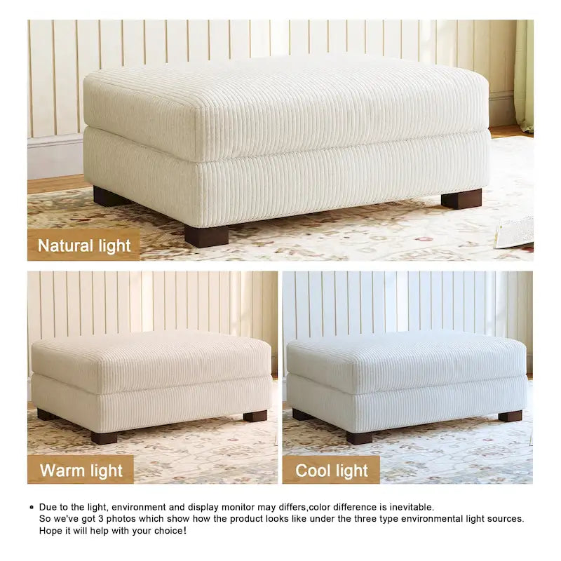 Grand pouf décoratif moderne en velours côtelé