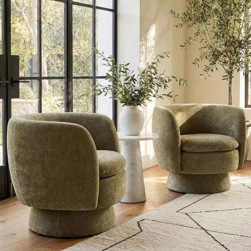 2er-Set moderne drehbare Fassonsessel mit Stoffbezug, um 360 Grad drehbare Akzentsessel für Wohnzimmer und Schlafzimmer-Panipeachy