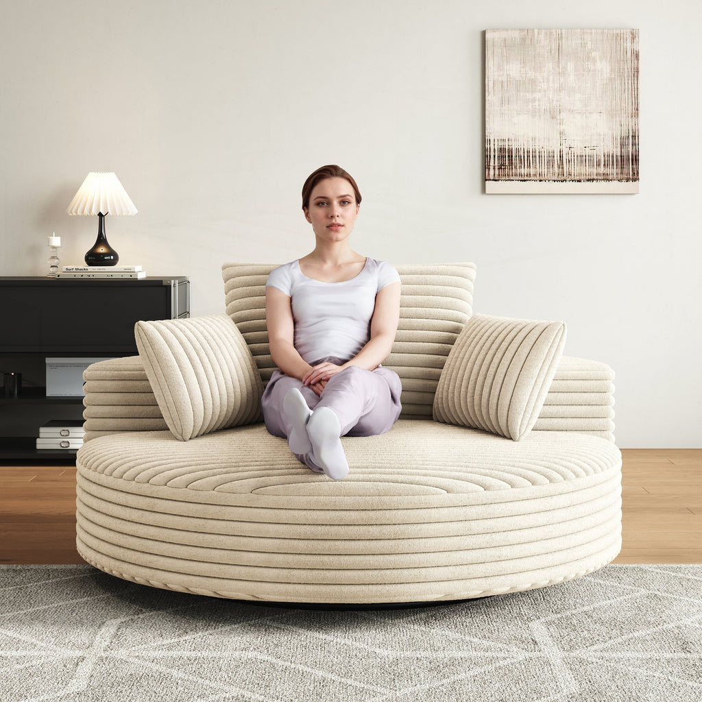 Einzelsessel mit Cord-Chenille-Bezug und Schaumstoffpolsterung, drehbar