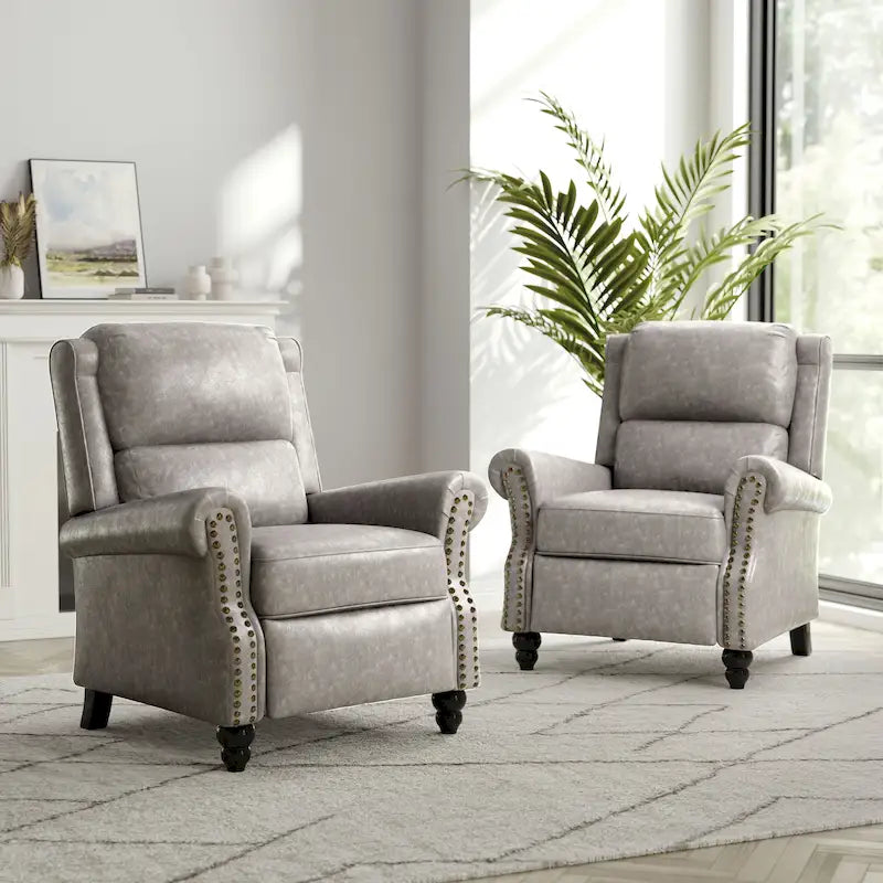 Set di 2 poltrone reclinabili con seduta imbottita e borchie decorative
