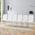 Ensemble de 6 chaises simples et élégantes, chaises de salle à manger en PU haute résilience avec pieds en métal argenté, chaises d'appoint sans accoudoirs pour la cuisine