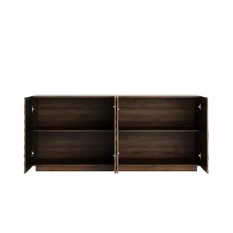 59 modern spiraalvormig dressoir, laag opbergmeubel voor de hal met deuren met 3D-ribbelstructuur