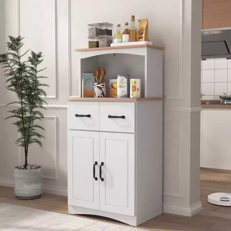 Credenza dispensa da cucina in legno sumyeg con cassetto e ripiano per microonde