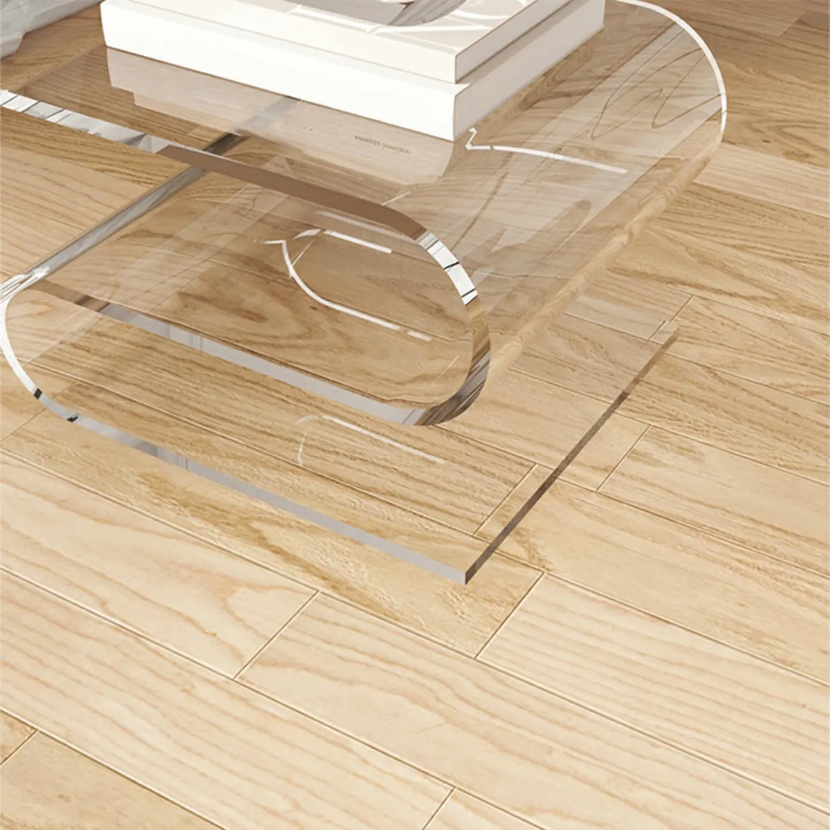 Table d’appoint contemporaine en acrylique en forme de S avec rangement