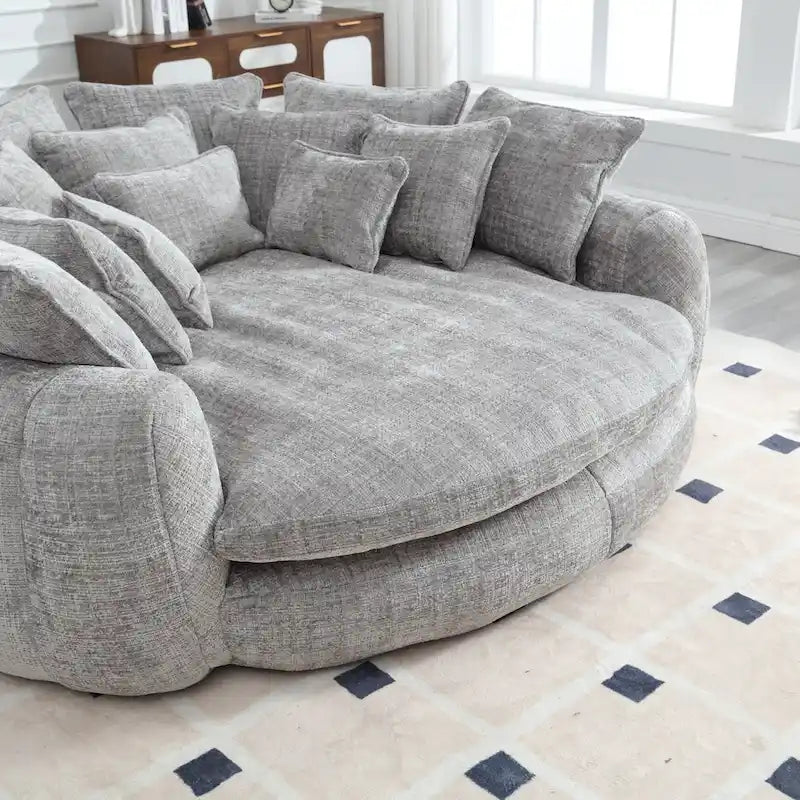 Comodo divano letto matrimoniale a forma di pagnotta, formato extra-large con braccioli