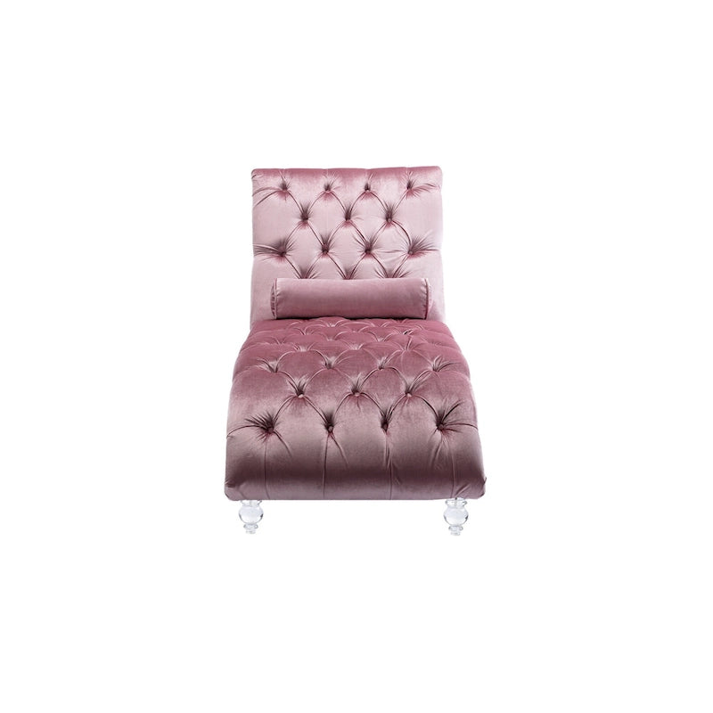 Gepolsterte Samt-Chaiselongue mit Knopfheftung, Liegefunktion, Kissen und Acrylfüßen