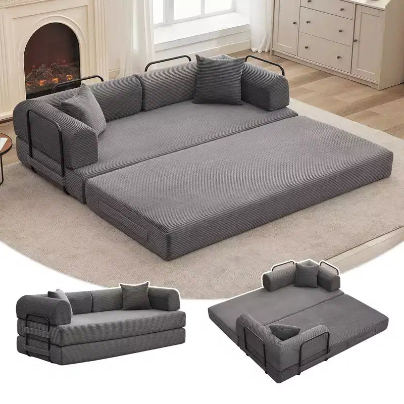 Acekool Schlafsofa mit umwandelbarem Bodensofa-Design, tiefer Sitzfläche und angenehmem Cordbezug