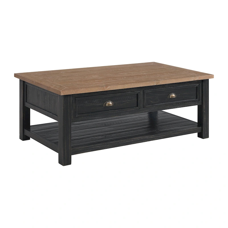 Tavolino da caffè Downington in legno massello con 2 cassetti di The Gray Barn
