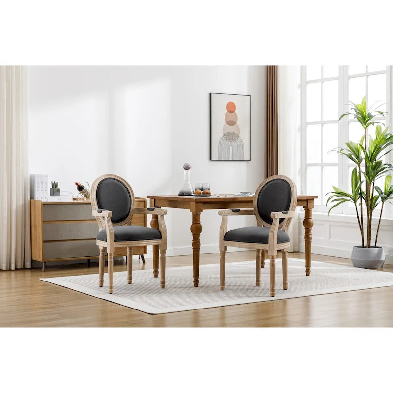 Gepolsterte Esszimmer-Armlehnstühle aus Stoff, 2er-Set