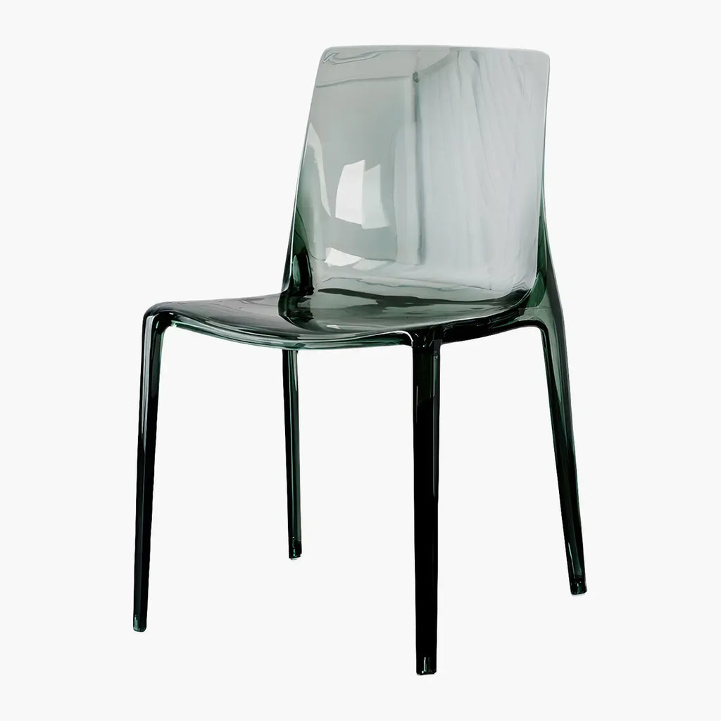 Chaise de salle à manger ambre en acrylique, sans accoudoirs et à dossier bas