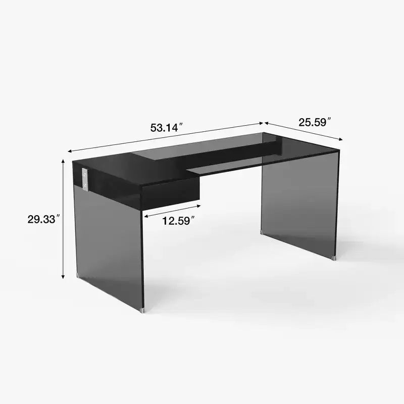 Luck Live moderner Schreibtisch aus gehärtetem Glas, 53.14 Zoll