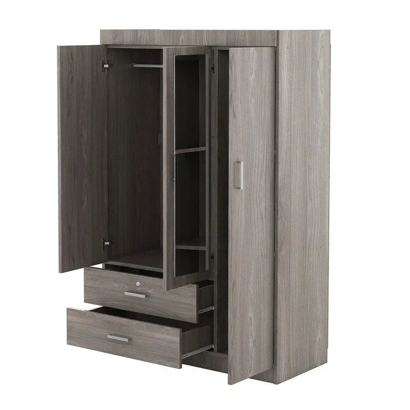 Spiegelschrank mit 3 Türen, Regalen und 2 Schubladen