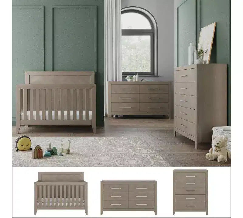 Child Craft Kieran Kinderzimmer-Set, 3-teilig, mit Babybett, Kommode und Schubladenkommode; einschließlich 4-in-1 umbaubarem Babybett
