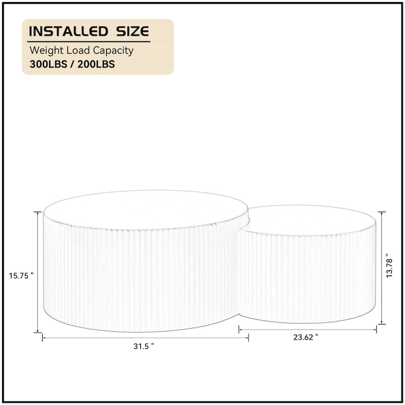 Set di tavolini rotondi da salotto impilabili, stile glam moderno (set da 2), non assemblato