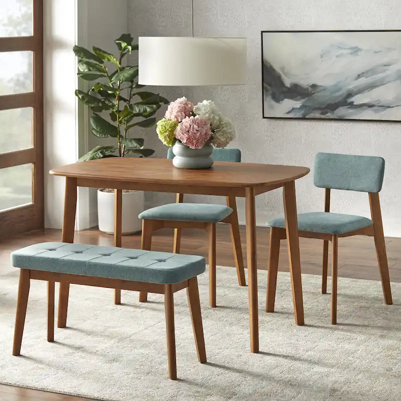 Set da pranzo Nettie Simple Living in legno massello, 4 pezzi