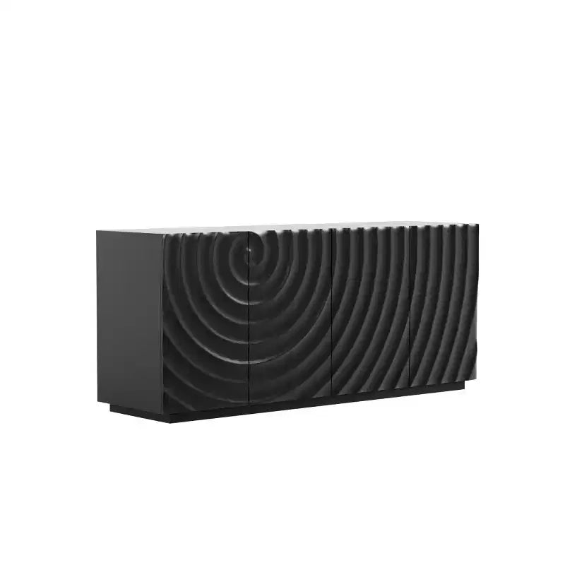 59 modern spiraalvormig dressoir, laag opbergmeubel voor de hal met deuren met 3D-ribbelstructuur