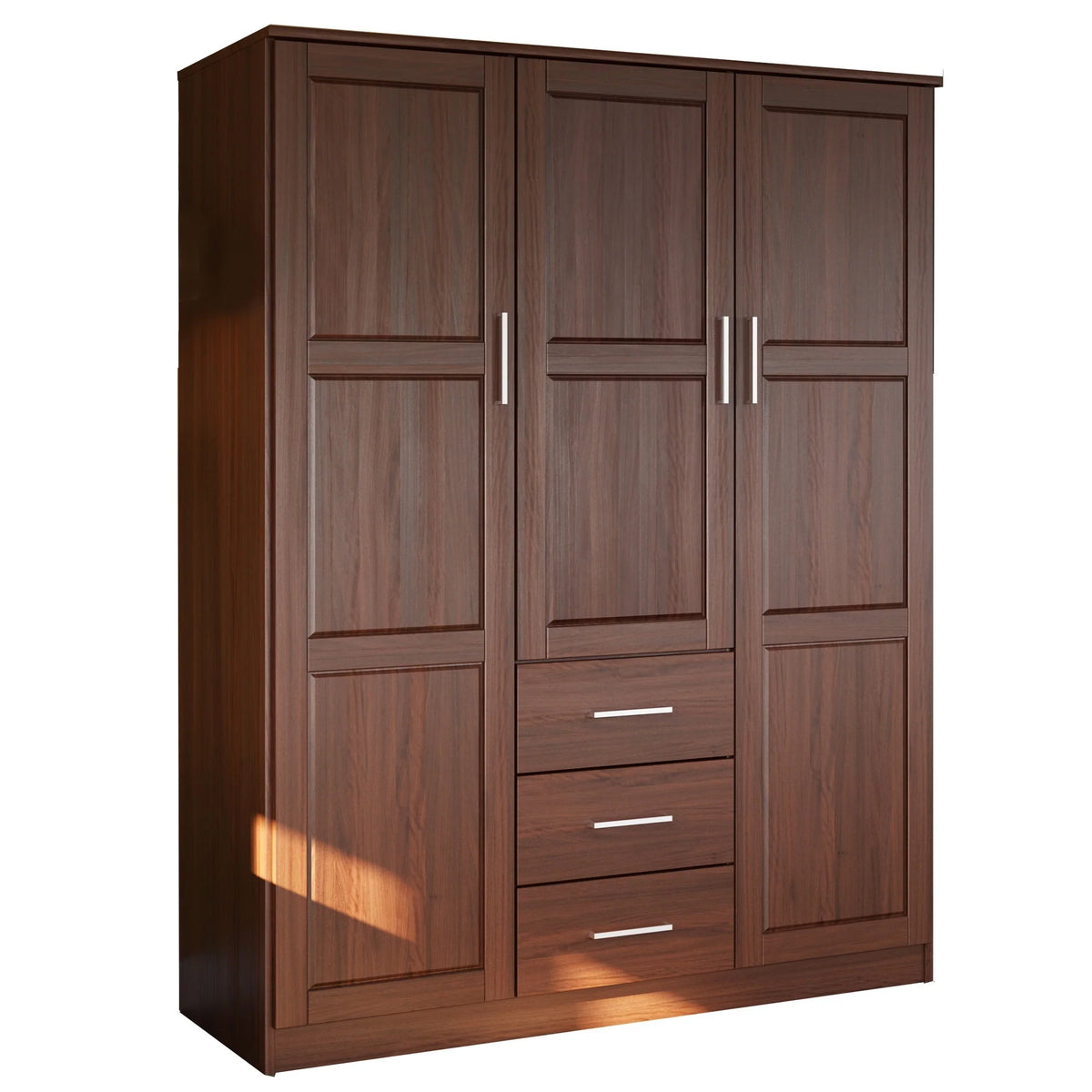 Palace Imports Cosmo Kleiderschrank mit 3 Türen aus 100 % Massivholz und Türen aus Massivholz oder mit Spiegel