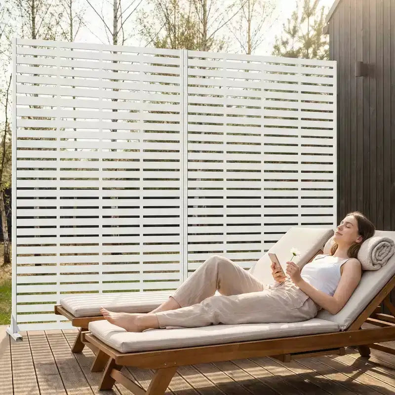 MAYEERTY, paravent d’extérieur blanc naturel pour préserver l’intimité, 72x47, lot de 6 panneaux pliants naturels pour cour et jardin