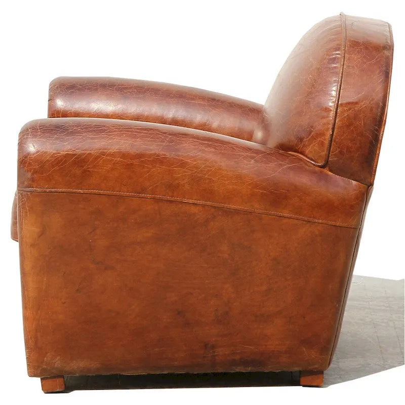 Pasargad Home Paris-clubfauteuil van echt leer, bruin