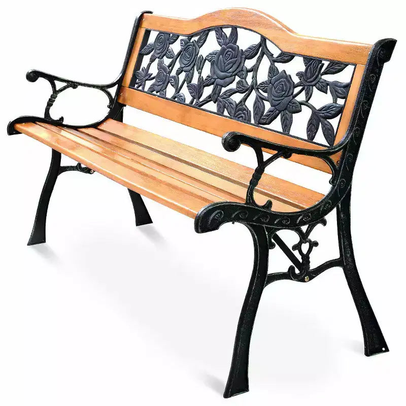 Banc de jardin en métal Costway pour patio, parc, jardin, porche ou allée, en fonte et bois dur