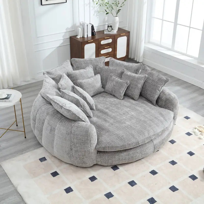 Comodo divano letto matrimoniale a forma di pagnotta, formato extra-large con braccioli