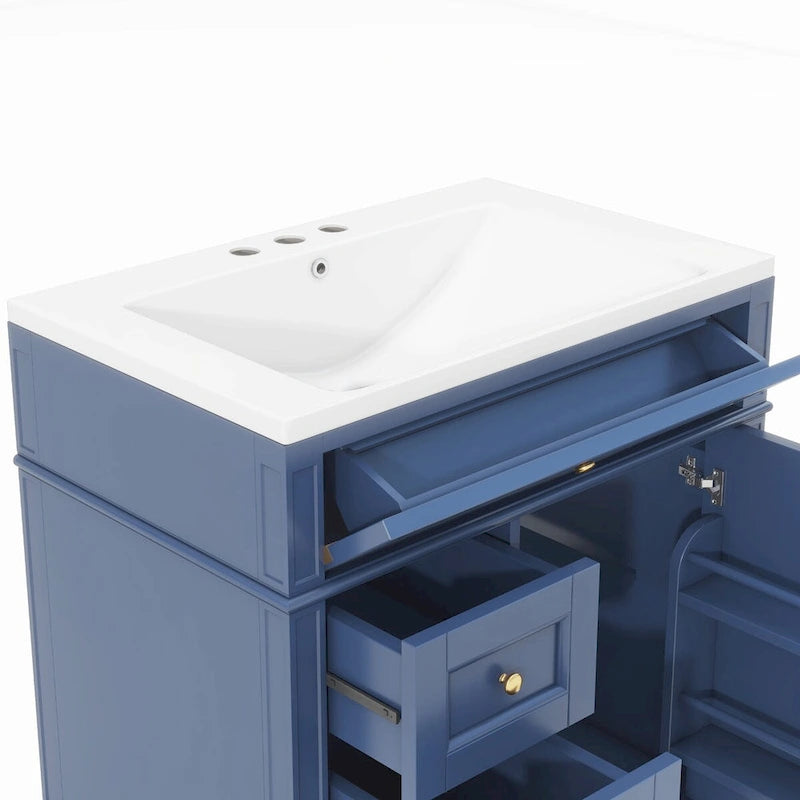Bad-Waschtischunterschrank mit oberem Waschbecken und Auszugsschublade