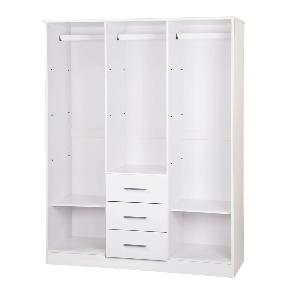 Palace Imports Cosmo Kleiderschrank mit 3 Türen aus 100 % Massivholz und Türen aus Massivholz oder mit Spiegel