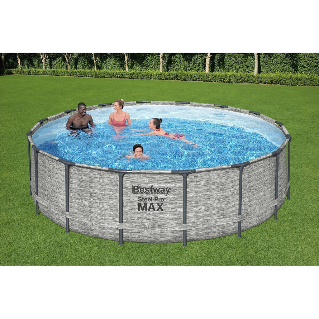 Rond bovengronds zwembad Bestway Steel Pro MAX met pomp en afdekzeil