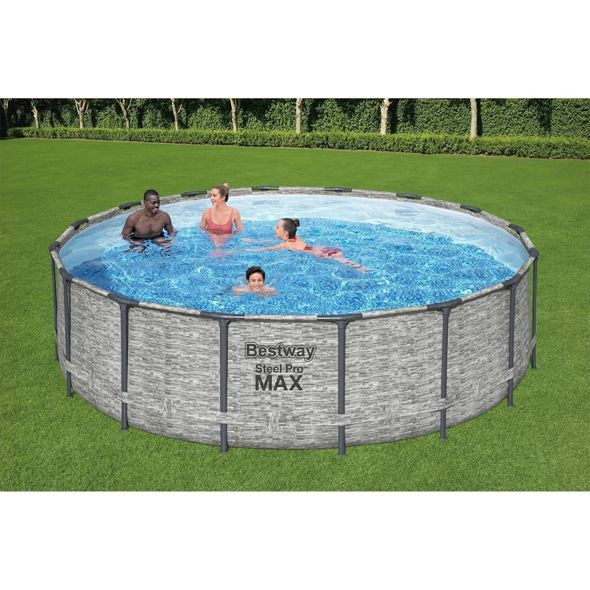 Rond bovengronds zwembad Bestway Steel Pro MAX met pomp en afdekzeil