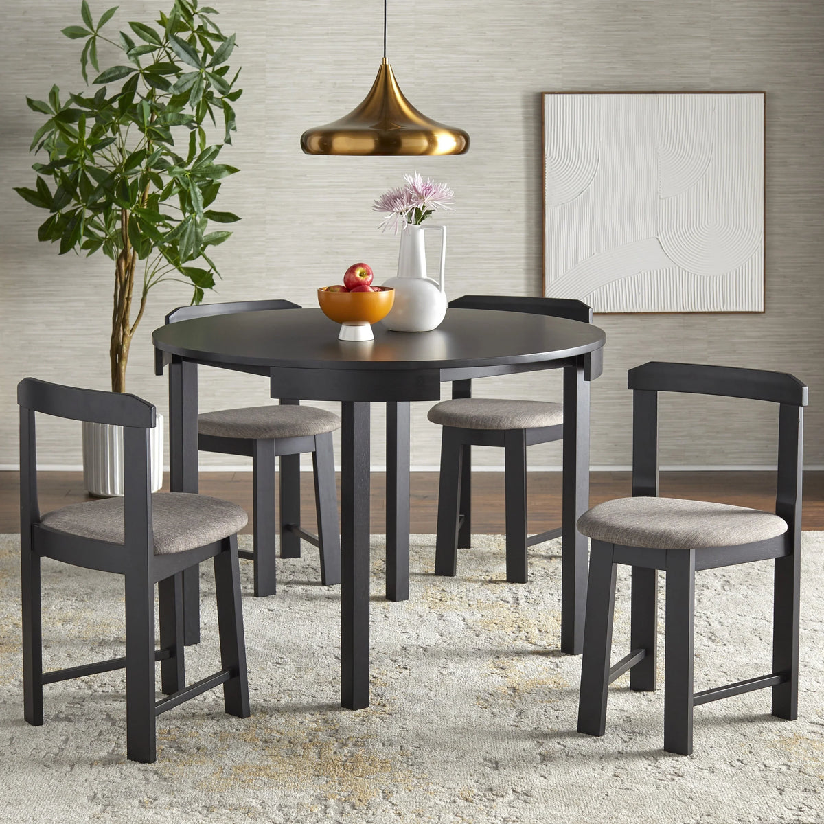 Set da pranzo rotondo compatto Harrisburg Tobey da 5 pezzi