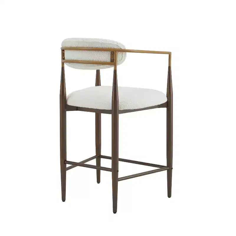Christopher Knight Home Iwinie modernes 5-teiliges Esszimmer-Set mit rundem Holztisch mit Säulenfuß und gepolsterten Metall-Barhockern