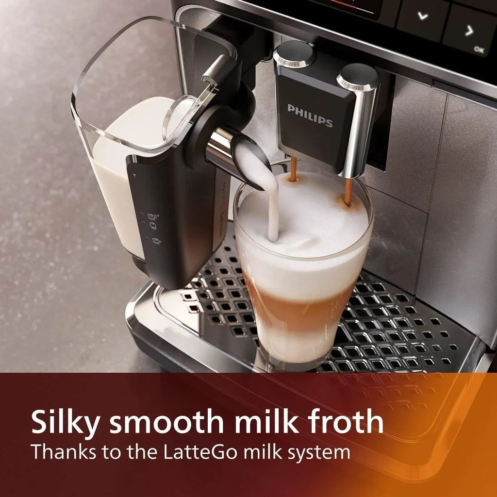 Macchina da caffè espresso premium, 12 bevande calde/fredde, sistema LatteGo, macinacaffè in ceramica, nero cromato