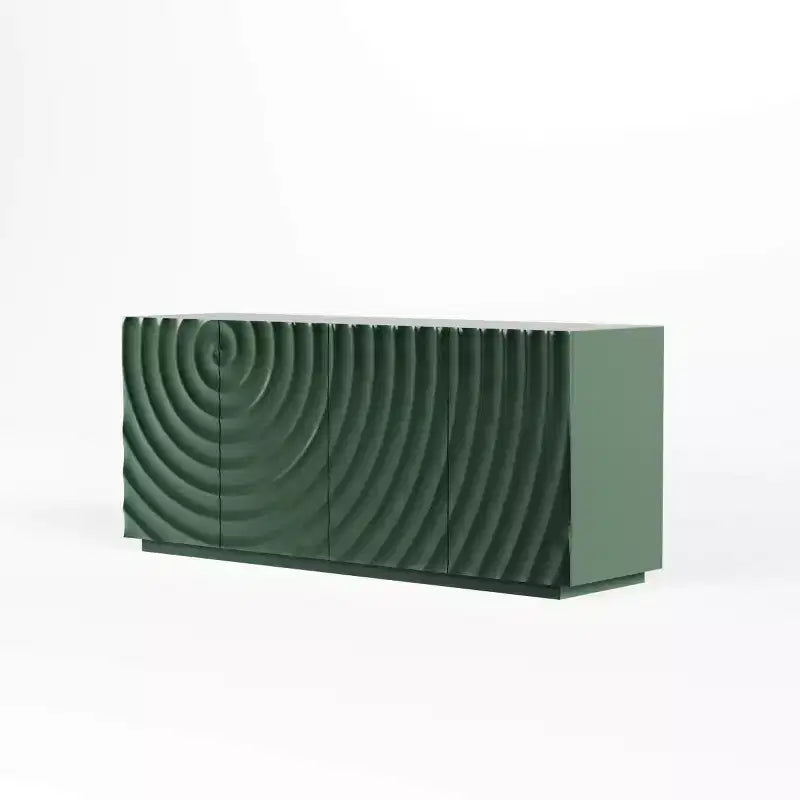 59 modern spiraalvormig dressoir, laag opbergmeubel voor de hal met deuren met 3D-ribbelstructuur