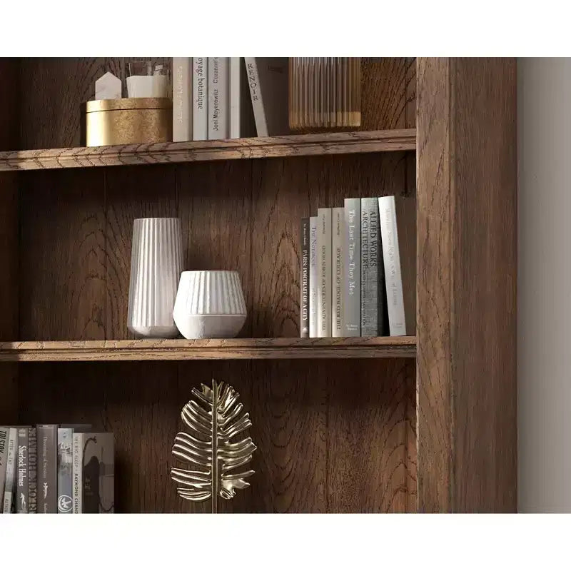 Bibliothèque haute traditionnelle en bois avec rangement 94, collection Stratton, marron - Martin Furniture
