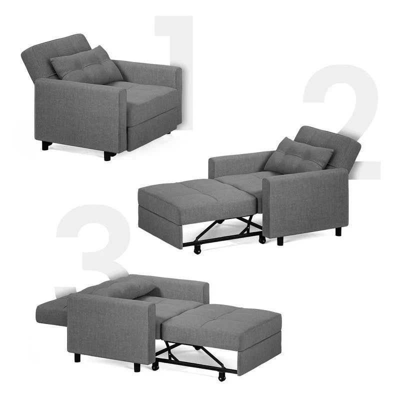 Divano letto trasformabile 3 in 1 con schienale regolabile, poltrona-divano estraibile, letto pieghevole convertibile per soggiorno