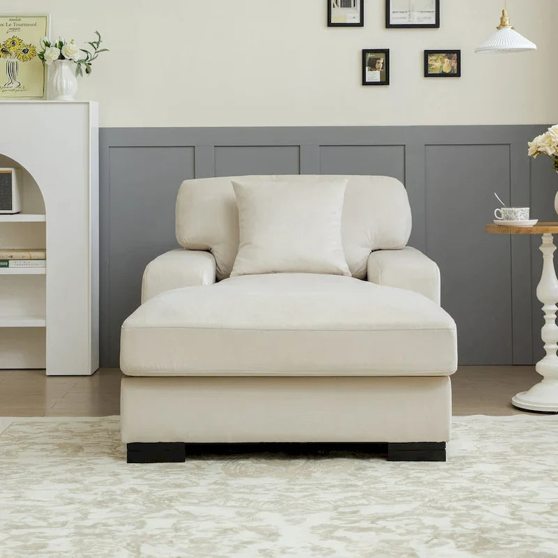 Modernes übergroßes Chaiselongue-Schlafsofa im Mid-Century-Stil mit Kissen