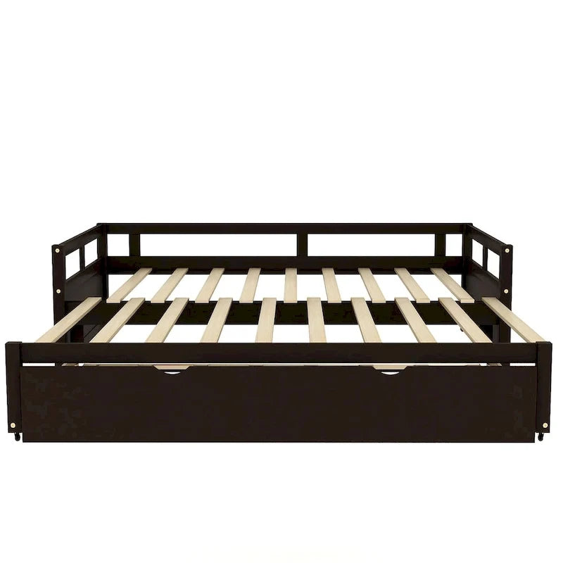Divano letto allungabile con letto estraibile, divano letto in legno con letto estraibile