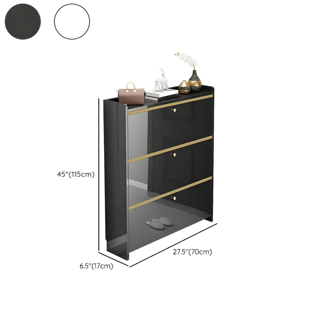 Glamouröser schwarzer Schuhschrank für den Eingangsbereich mit verstellbaren Einlegeböden