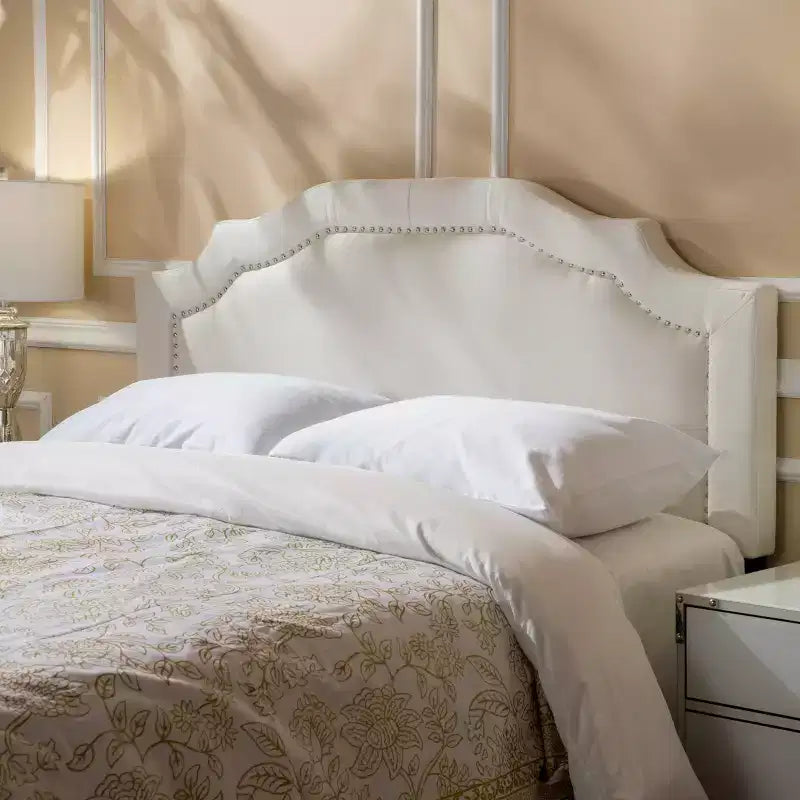 Tête de lit contemporaine rembourrée de tissu biseauté, format double/grand lit