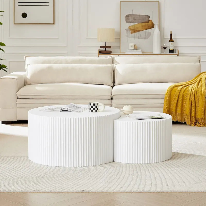 Set di tavolini rotondi da salotto impilabili, stile glam moderno (set da 2), non assemblato